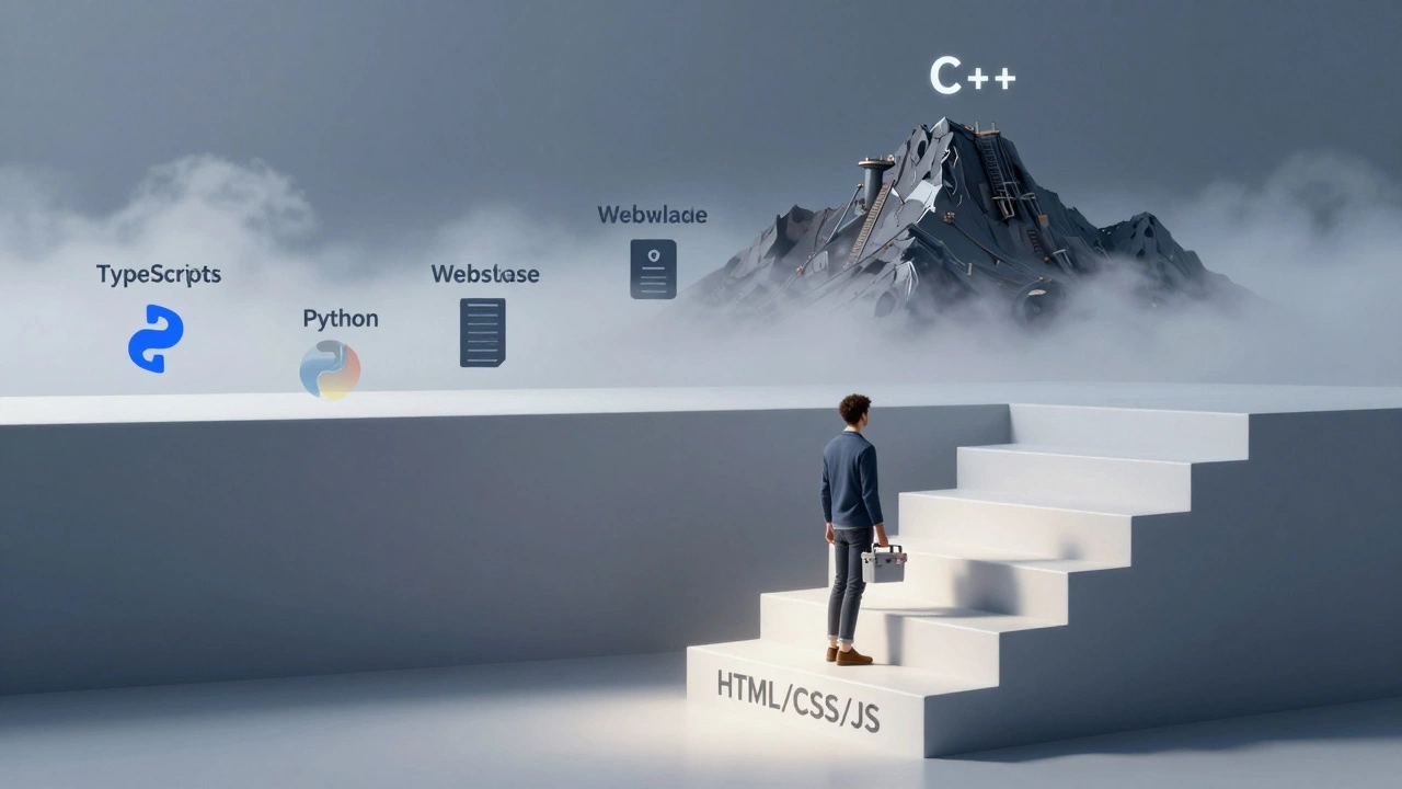 Metaphorical staircase showing web dev learning path vs advanced systems