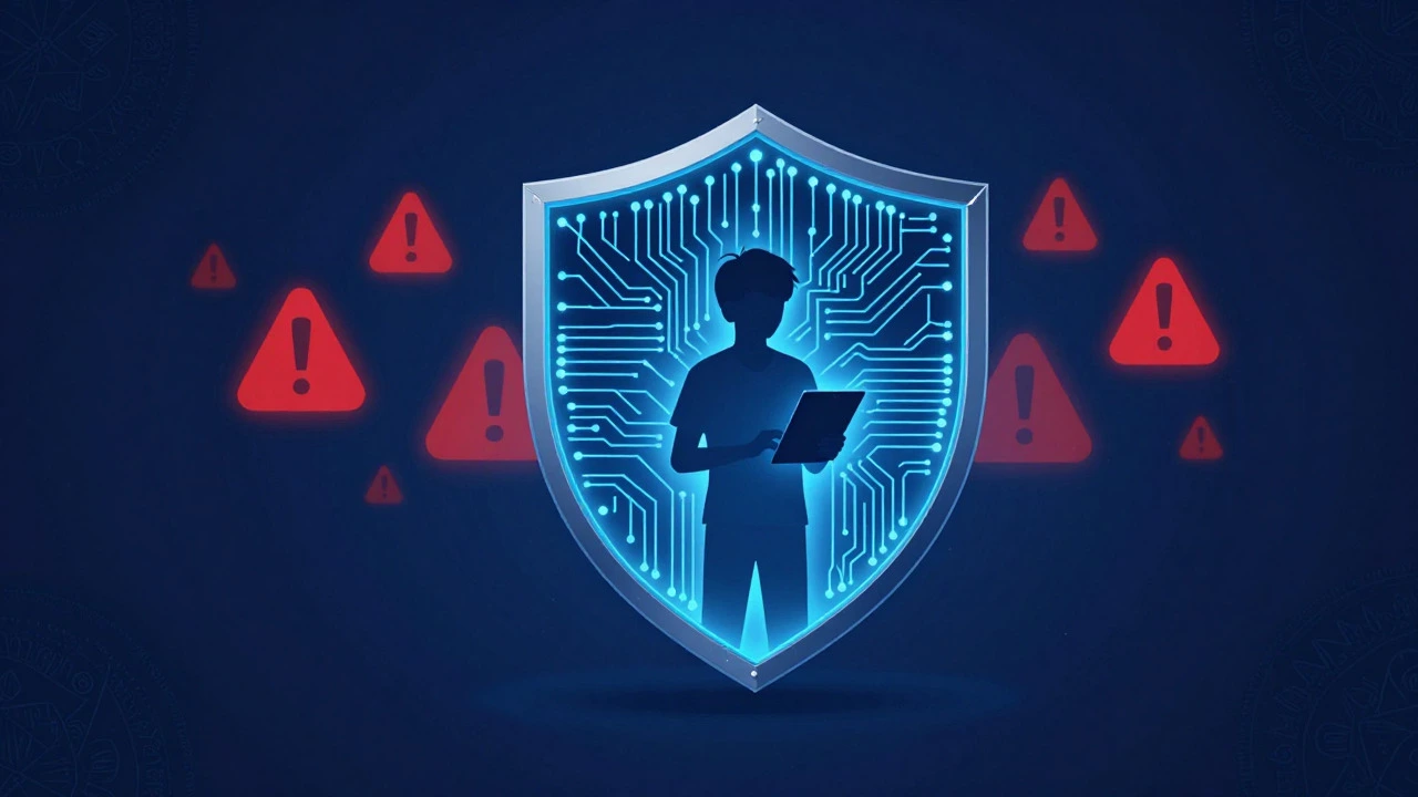 Digital shield protecting student data from online tracking and ads.