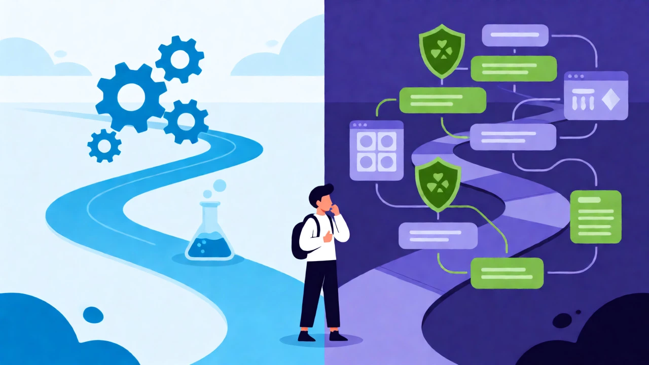 Conceptual illustration comparing minimalist and full-stack web frameworks