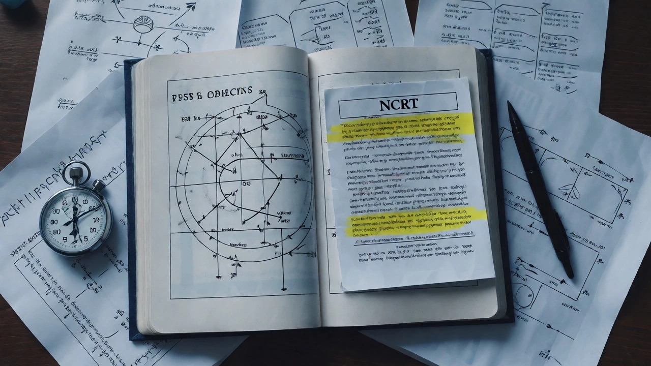Study materials mixing complex physics diagrams with NCERT notes